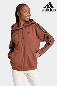 adidas Brown Regular Sportswear Essentials 3-Stripes French Terry Full-Zip Hoodie (D36705) | 69 €