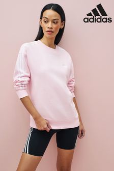 Rosa - Adidas Sportswear Essentials Pullover mit 3 Streifen (D36728) | 62 €