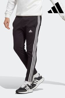 adidas Black Sportswear Essentials Single Jersey Tapered Open Hem 3-Stripes Joggers (D36744) | $60