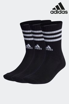adidas Black 3-Stripe Crew Length Socks 3 Pack (D36772) | KRW27,800