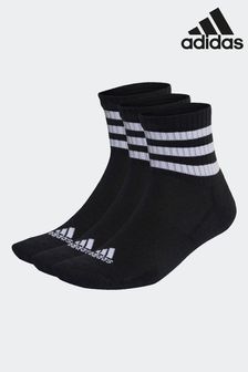 adidas Black 3-Stripes Cushioned Sportswear Mid Cut Socks 3 Pairs (D36774) | 59 QAR