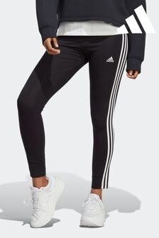 adidas Black 3 Stripe High Waist Leggings (D36876) | $43