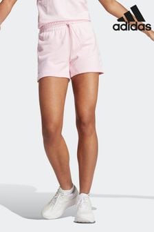 Roz - Pantaloni scurți sport flaușați cu Esențiale liniari adidas (D36883) | 137 LEI