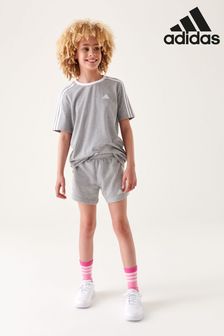 adidas Grey Sportswear Essentials 3-Stripes Shorts (D36917) | SGD 35
