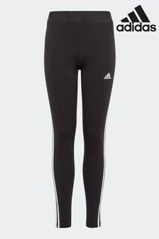 adidas Black Essentials 3-Stripes Cotton Leggings (D36923) | $40