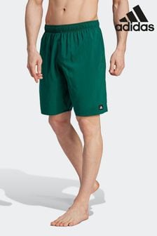 adidas Green Performance Solid CLX Classic-Length Swim Shorts (D36994) | $40