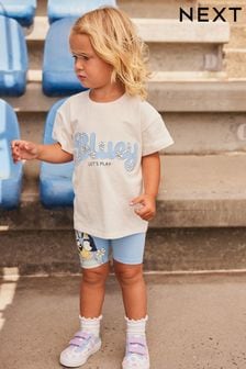 כחול  - סט טייץ קצר וחולצת טי עם שרוולים קצרים דגם Bluey (3 חודשים עד גיל 7) (D37201) | ‏50 ‏₪ - ‏67 ‏₪
