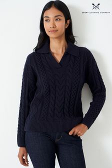 Niebieski sweter Crew Clothing Company w swobodnym stylu z teksturowanej bawełny (D37238) | 205 zł