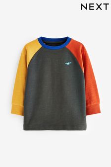 Charcoal Grey/Yellow/Red Cosy Colourblock Long Sleeve T-Shirt (3mths-7yrs) (D37302) | $10 - $13