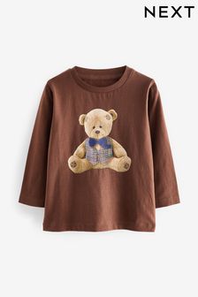 Mink Brown Bear Long Sleeve Character T-Shirt (3mths-7yrs) (D37308) | SGD 15 - SGD 19