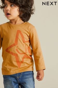 Lächelnder Stern, Ockergelb - Langärmeliges Shirt mit Charaktermotiv (3 Monate bis 7 Jahre) (D37321) | 4 € - 6 €