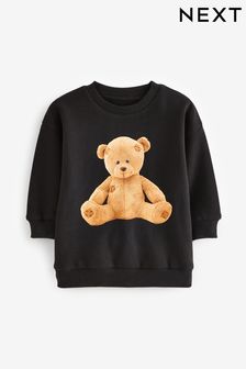 Black Photographic Bear Character Crew Neck Sweatshirt (3mths-7yrs) (D37335) | €9 - €11