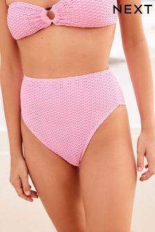 Pink Crochet High Waist High Leg Bikini Bottoms (D37476) | €9