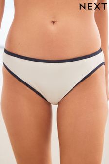 White/Blue Contrast High Leg Bikini Bottoms (D37492) | 47 zł