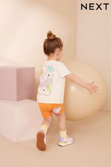 Orange Peppa Pig Short Sleeve T-Shirt and Cycle Short Set (3mths-7yrs) (D37508) | KRW25,600 - KRW34,200