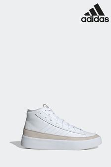 adidas White Znsored HI Prem Leather Trainers (D37589) | $143