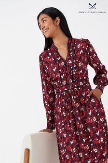 Crew Clothing Company Red Floral Print A-Line Dress (D37717) | €37