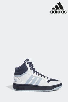 Blue/White - Adidas Kids Sportswear Hoops Mid 3.0 Trainers (D37772) | kr640