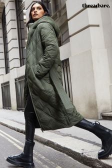 Grün - Threadbare Wattierter Mantel mit Rautensteppung und Gürtel (D38016) | 81 €
