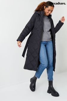 Schwarz - Threadbare Wattierter Mantel mit Rautensteppung und Gürtel (D38042) | 81 €