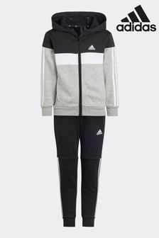 adidas Black Sportswear Tiberio 3 Stripes Colorblock Fleece Tracksuit (D38334) | €51