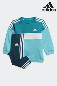 أزرق - Adidas Kids Sportswear Tiberio 3-stripes Colourblock Tracksuit Set (D38336) | 163 ر.ق