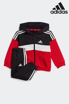 adidas Black/Red Sportswear Tiberio 3-Stripes Colorblock Fleece Tracksuit Kids (D38338) | ₪ 176