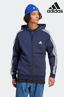 adidas Blue Essentials Fleece 3-Stripes Full Zip Hoodie (D38353) | €71