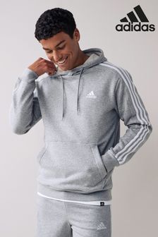 adidas Grey Sportswear Essentials Fleece 3-Stripes Hoodie (D38356) | $62