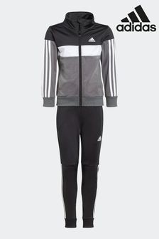 adidas Black Sportswear Tiberio 3-Stripes Colorblock Shiny Tracksuit Kids (D38366) | 54 €