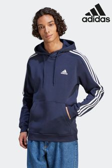 adidas Blue Overhead Sportswear Essentials Fleece 3-Stripes Hoodie (D38374) | kr584