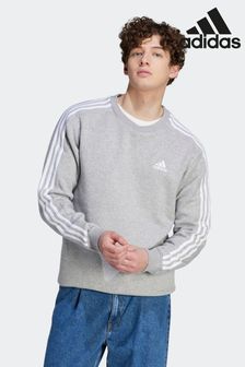 Hellgrau - Adidas Essentials Fleece 3-stripes Sweatshirt (D38376) | 62 €