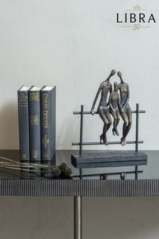 Libra Bronze Seated Family Of Three Sculpture (D38530) | $170