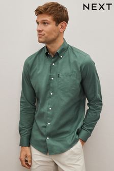 أخضر Seafoam - تلبيس ضيق - قميص أكسفورد بأزرار طولية سهل الكي (D38578) | $31