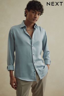 Powder Blue Regular Fit Satin Shirt (D38581) | 990 UAH