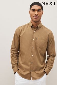 Бежево-коричневый - Обычный крой - Оксфордская рубашка из немнущейся ткани на пуговицах (D38588) | €10