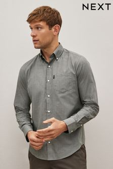 Grey Marl Regular Fit Easy Iron Button Down Oxford Shirt (D38591) | $33