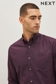 Burgundy Red Regular Fit Easy Iron Button Down Oxford Shirt (D38593) | €25