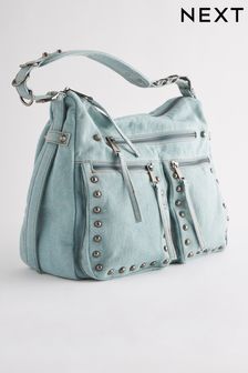 Denim Blue - Utility Stud Shoulder Bag (D38745) | kr449