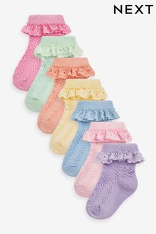 Pastel Lace Baby Socks 7 Pack (0mths-2yrs) (D38847) | NT$530