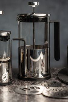 SIIP Silver 8 Cup Glass Cafetiere