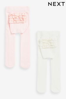 Pink/White Baby Tights 2 Pack (0mths-2yrs) (D38977) | 49 QAR