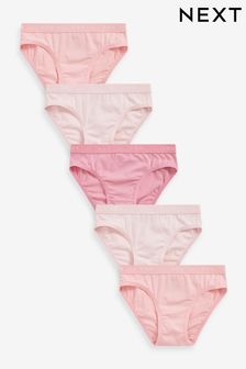 Pink Heart Elastic Bikini Briefs 5 Pack (2-16yrs) (D39124) | 37 QAR - 52 QAR