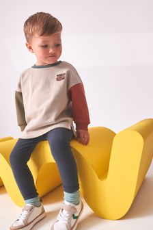 Steingrau, Blockfarben - Set mit Sweatshirt mit Figurenmotiv und Leggings (3 Monate bis 7 Jahre) (D39313) | 14 € - 18 €