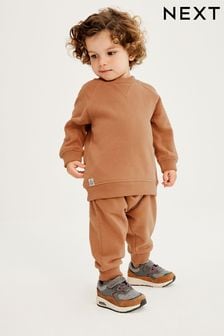 Tan Brown Sweatshirt and Joggers Oversized Soft Touch Jersey (3mths-7yrs) (D39322) | AED51 - AED64