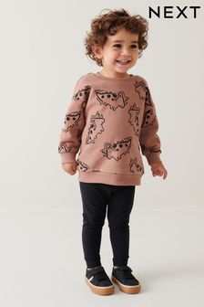 Tan Brown Dino Print Character Sweatshirt and Legging Set (3mths-7yrs) (D39329) | AED44 - AED57