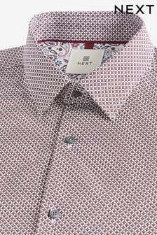 Burgundy Red Geometric Slim Fit Cotton Shirt (D39548) | €19