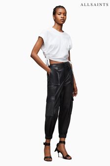 AllSaints Black Leather Freida Trousers (D39559) | €165