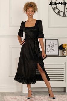 Jolie Moi Black Janice Square Neck Frill Midi Dress (D39622) | €49