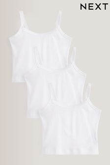 Biały - Zestaw 3 prążkowanych bluzek na ramiączkach o skróconym fasonie (5-16 lat) (D39674) | 36 zł - 51 zł